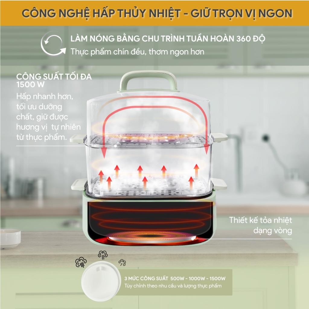 Nồi Lẩu Hấp Đa Năng Bluestone MPB-7235, 15Lit - 1500w, Hàng Chính Hãng