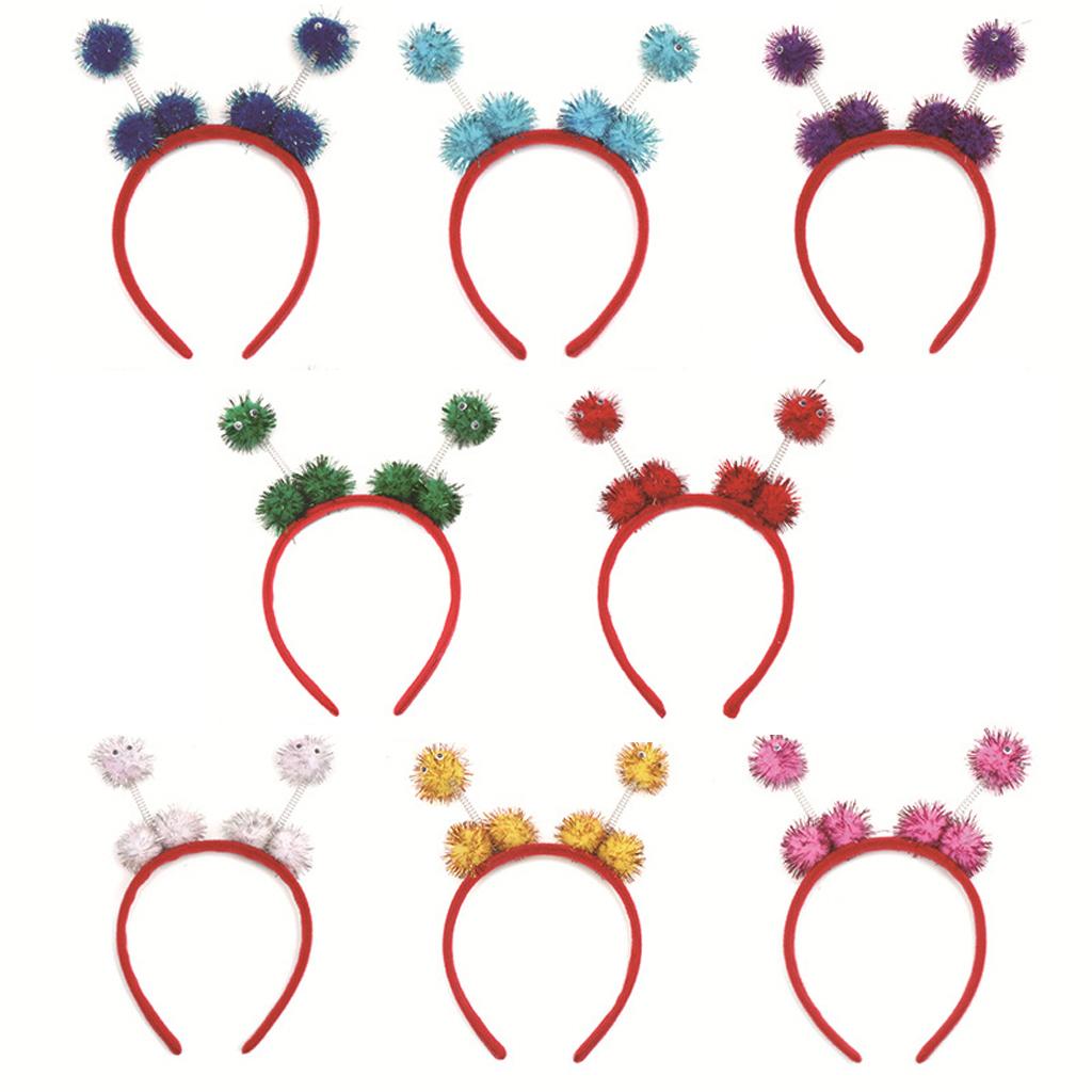 Kid Bee Pom Ball Headband Cosplay Costume Halloween Headwear Red