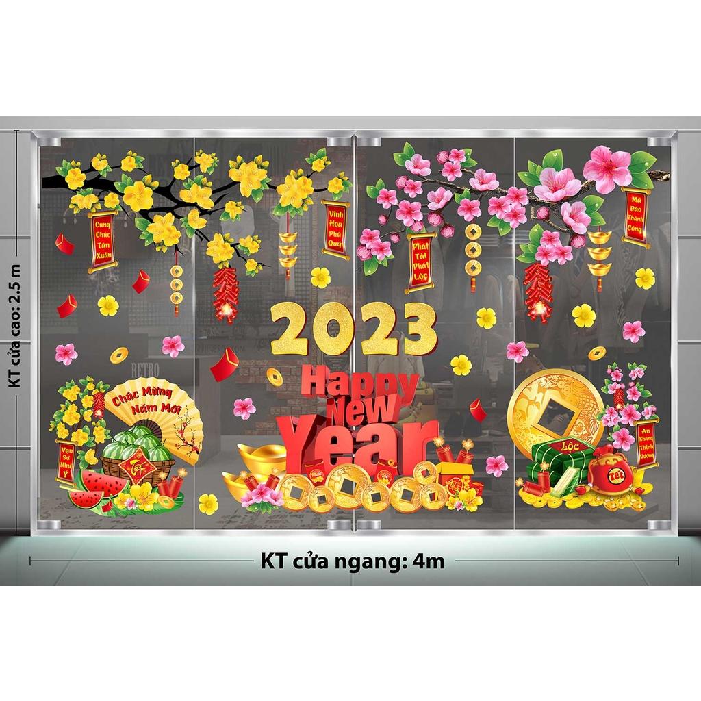 DECAL TRANG TRÍ TẾT 2023 COMBO SỐ 83
