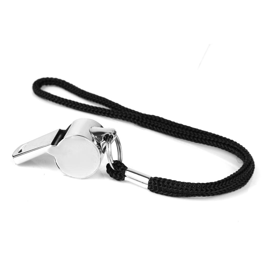 Metal Referee Whistle with Lanyard Sports School Football Rugby