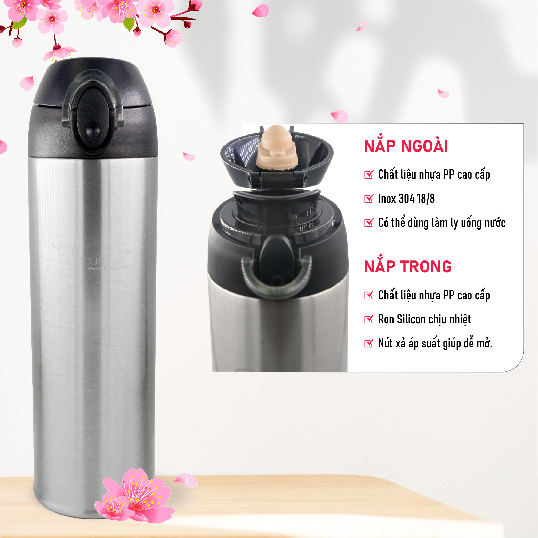 Bình Giữ Nhiệt Nắp Bật La Gourmet Classic -350831