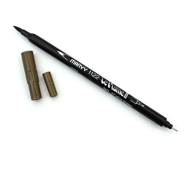 Bút lông hai đầu màu nước Marvy LePlume II 1122 - Brush/ Extra fine tip - Olive Brown (27)