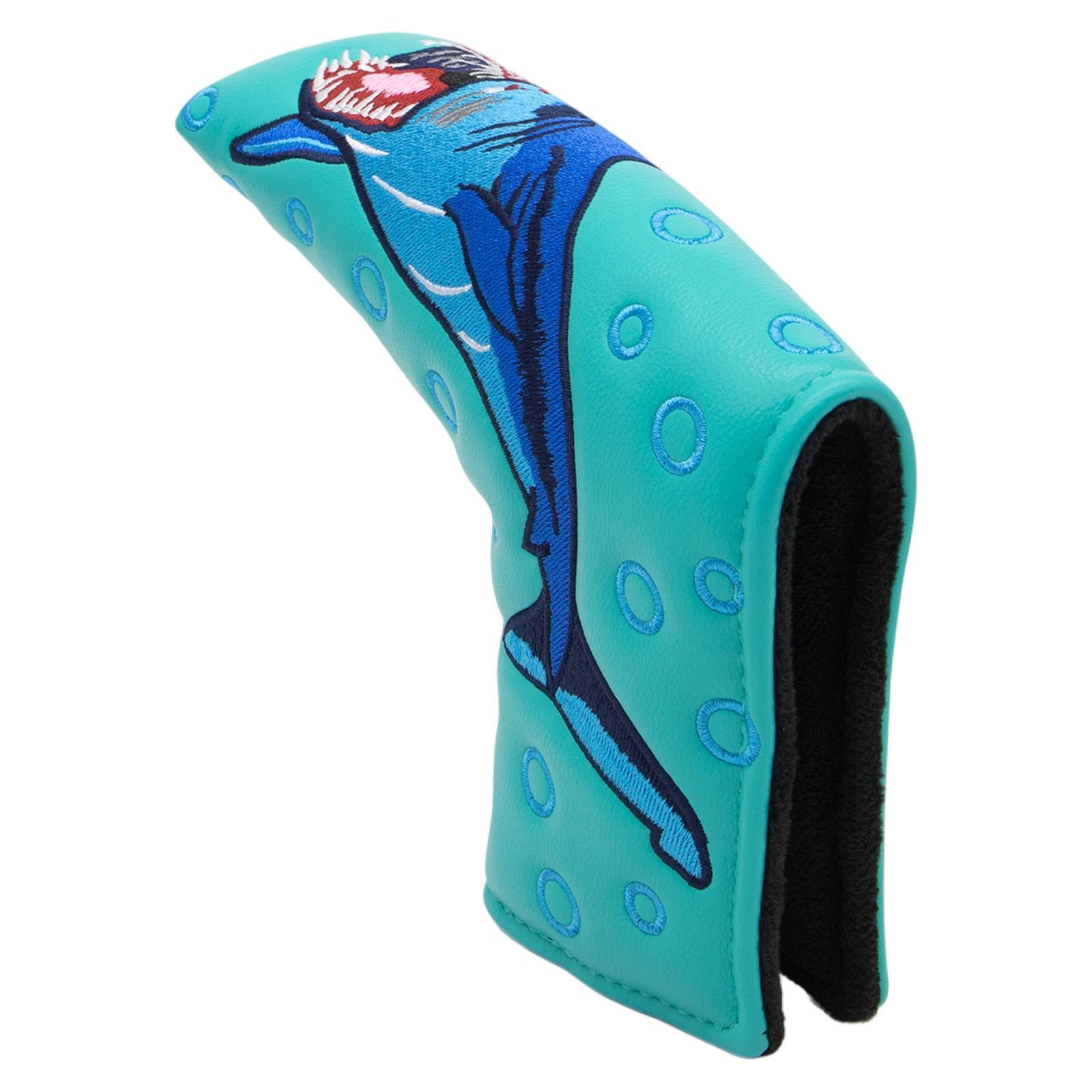 Durable PU Leather Golf Club Headcover Shark Pattern Blade Putter Protector Head Cover Accessories