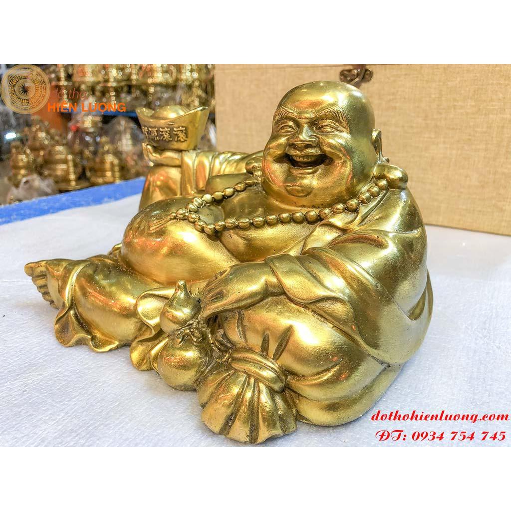 Tượng Di Lặc Nằm Ngả Cầm Thỏi Vàng Cỡ Trung