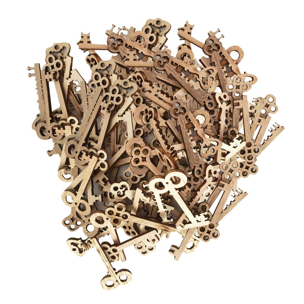 100 Chiếc Chìa Khóa Hình Chưa Hoàn Thành Miếng Gỗ Thủ Công Bằng Gỗ Treo Tôn Dáng