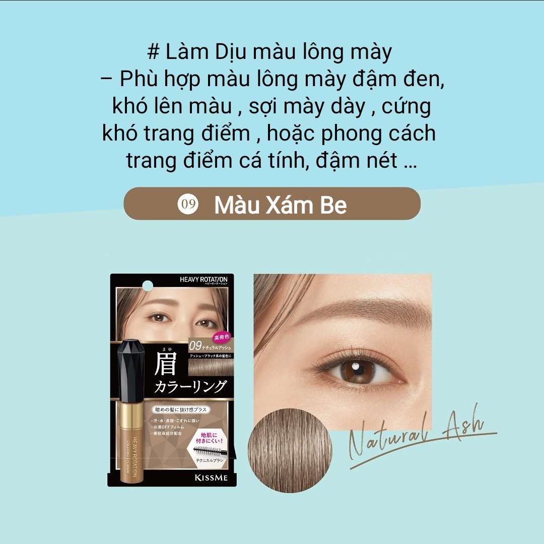 Mascara Chải Đổi Màu Lông Mày Chống Trôi Siêu Bền Kissme Heavy Rotation Coloring Eyebrow (8g)