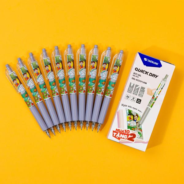 Bút Gel Quick Dry 0.5 - Thiên Long GEL-033/V1/KM - Mực Đen