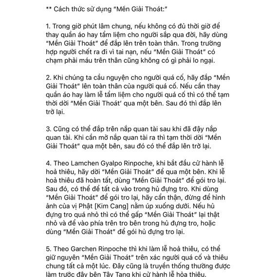 Mền Quang Minh cao cấp - mền /áo giải thoát