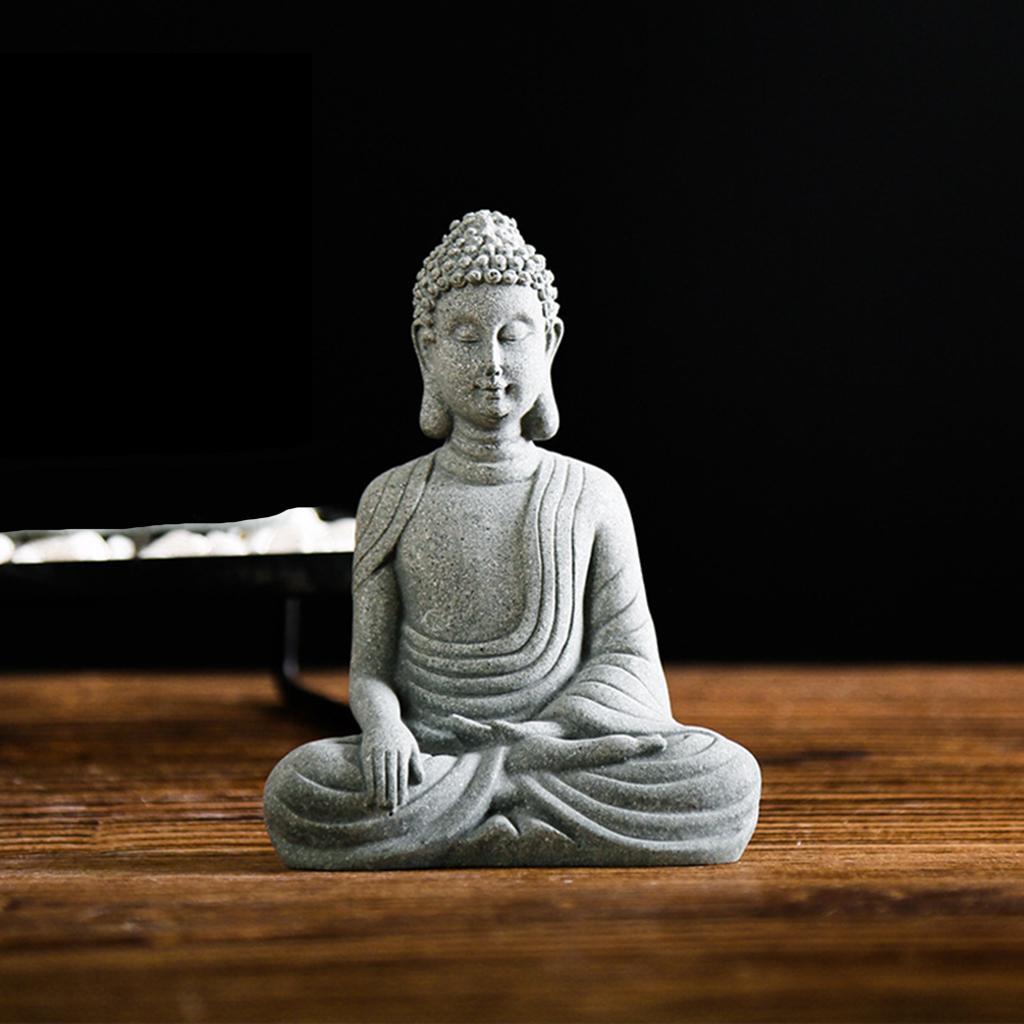 2X Buddha Statue Zen Decorative Figurine Home Docor Small Meditating Buddha