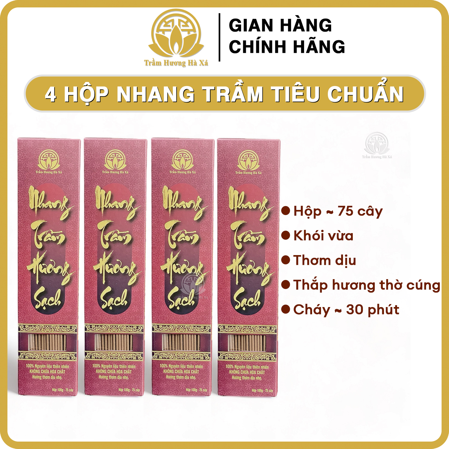 Nhang Cây Trầm Hương Đốt Xông Nhà Tẩy Uế Hà Xá Đồ Thờ Cúng Phong Thủy, Xua Đuổi Vận Xui, Thu Hút Nguồn Năng Lượng Tích Cực, Thanh Lọc Không Khí, An Toàn Cho Sức Khỏe - 4 Bịch Nhang Cây - Nhang Cây Tiêu Chuẩn