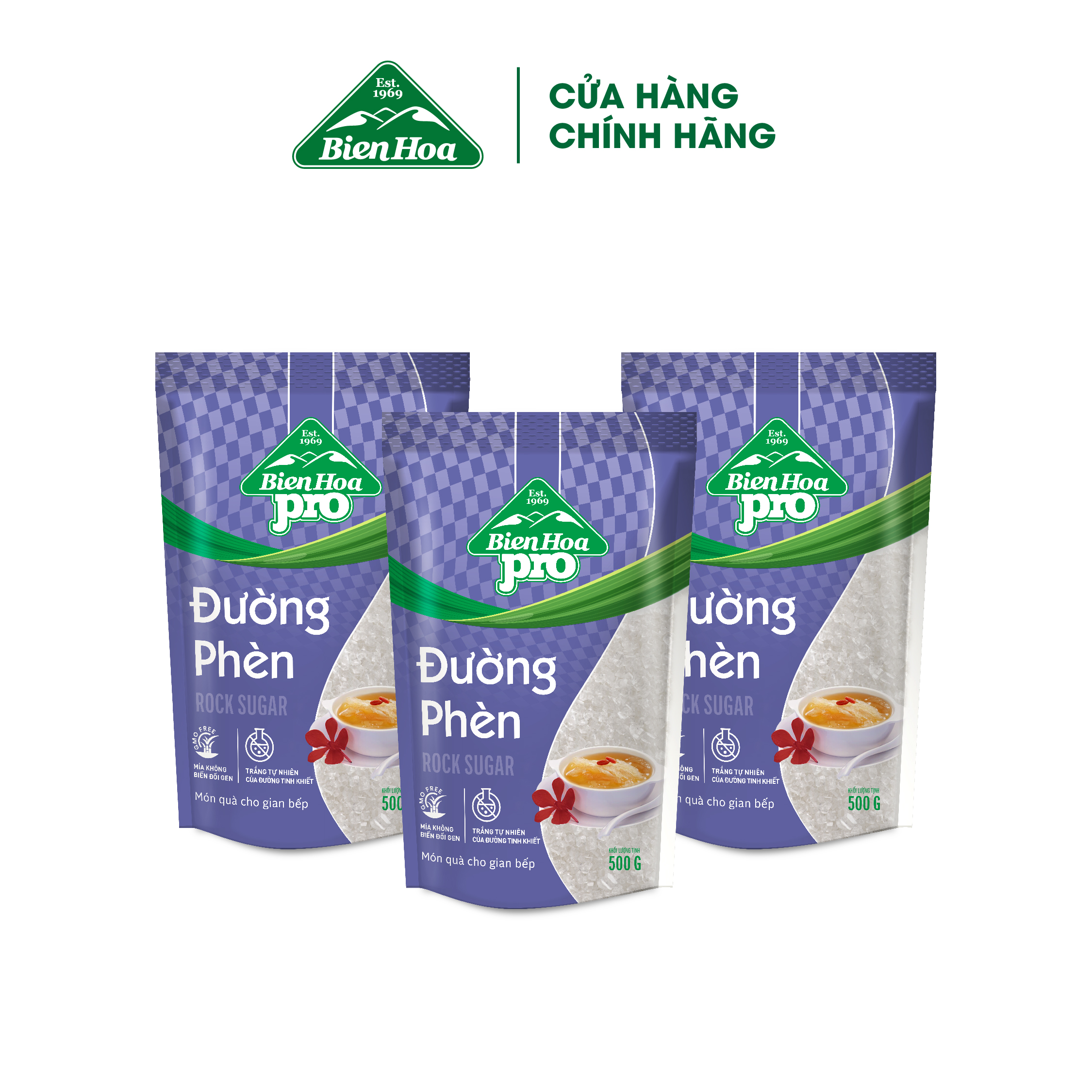 Combo 3 Đường Phèn Biên Hòa Pro 500 Gram/túi