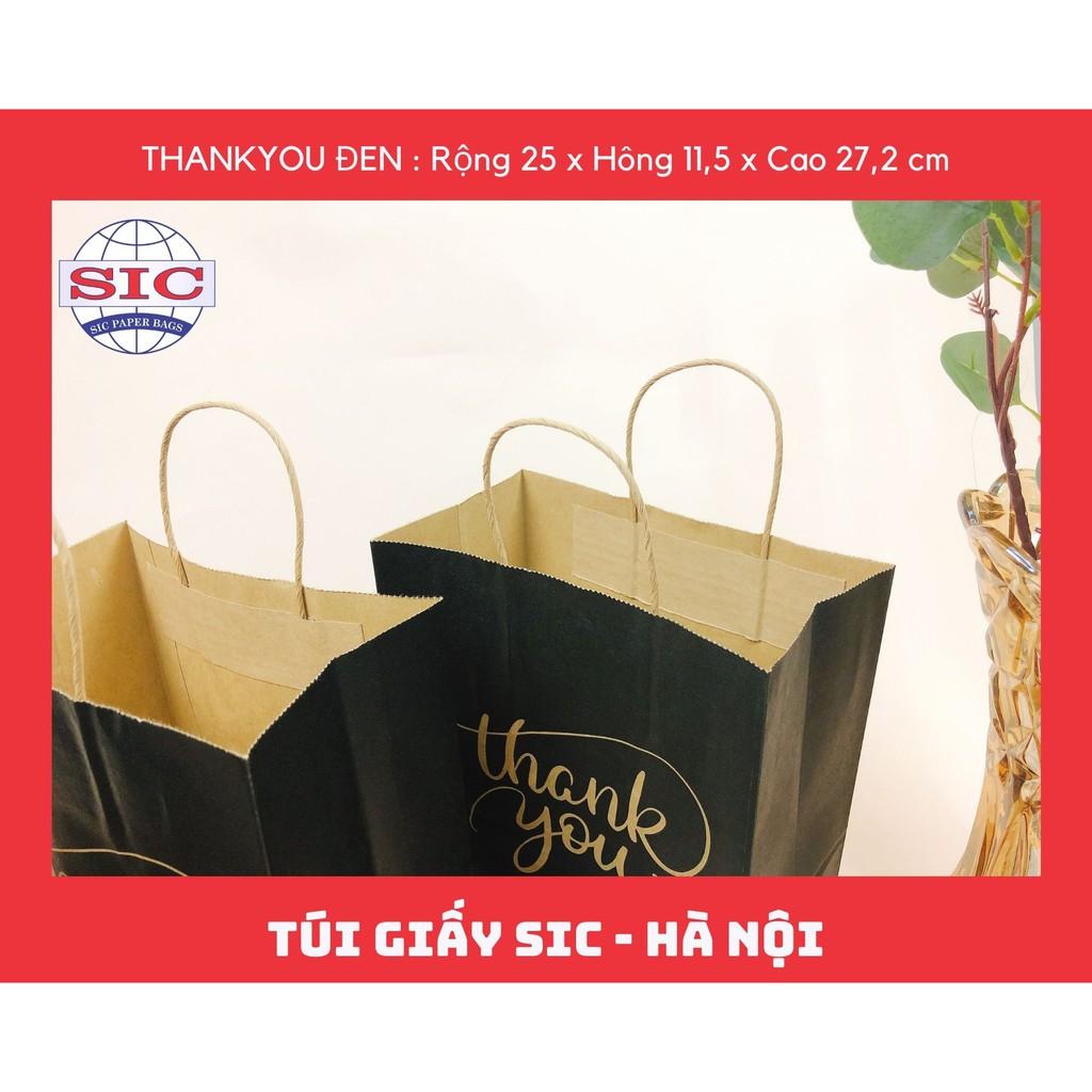 Set 20 túi giấy KRAFT ThankYou in đen nền bệt size M có quai