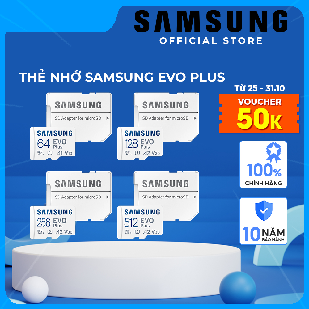 Thẻ nhớ Samsung Evo Plus MicroSDXC 32GB | 64GB | 128GB | 256GB | 512GB - Hàng chính hãng