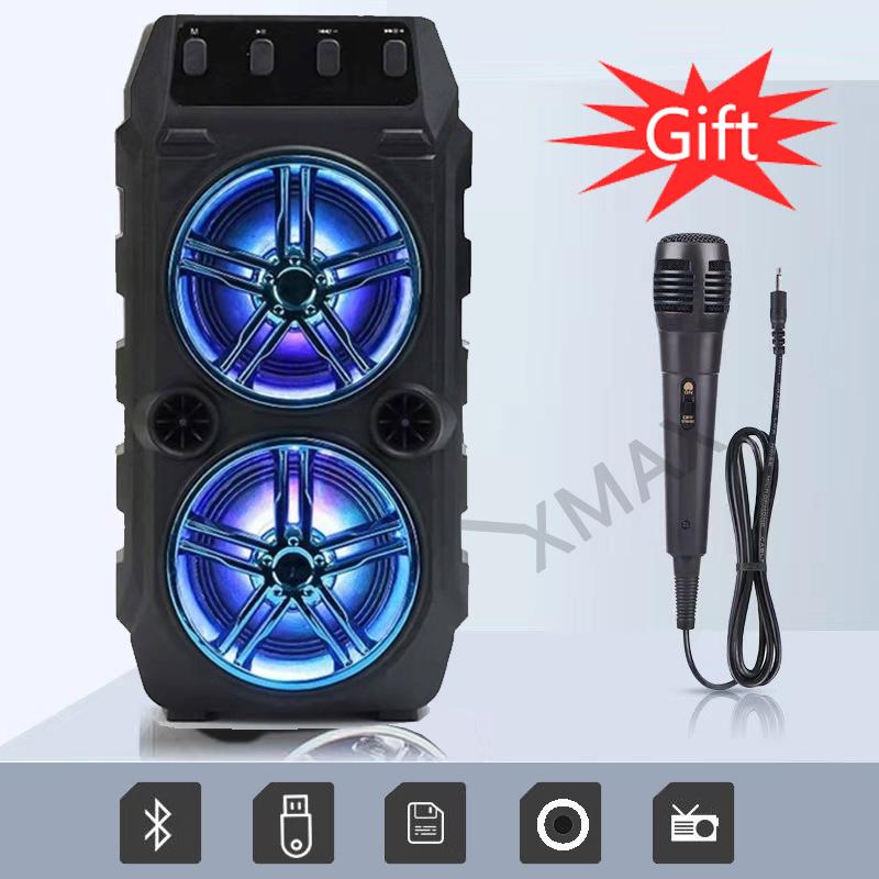 Loa bluetooth không dây karaoke loa kép Super Volume di động ngoài trời chất lượng cao Home Audio Square Dancing Micro Màu sắc: Microphone đỏ