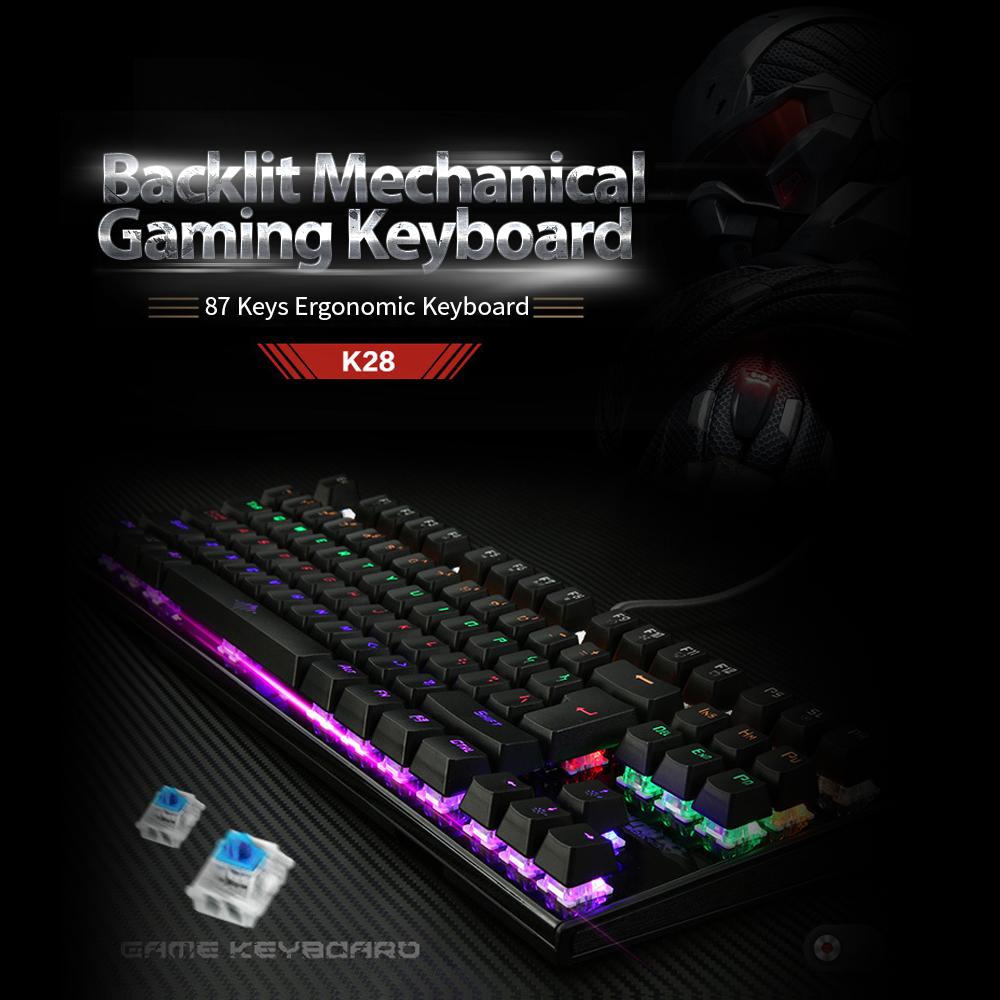 Bàn phím chơi game cơ có đèn nền Blue Switch 87 Phím đen
