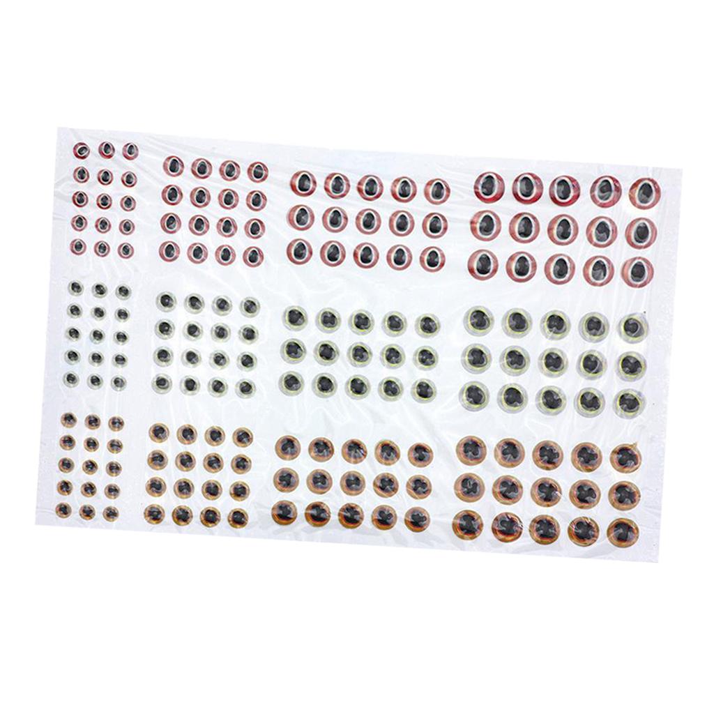183pcs Fishing Lure Eyes 3D Holographic Eyes Fly Tying Jigs Crafts DIY Red White