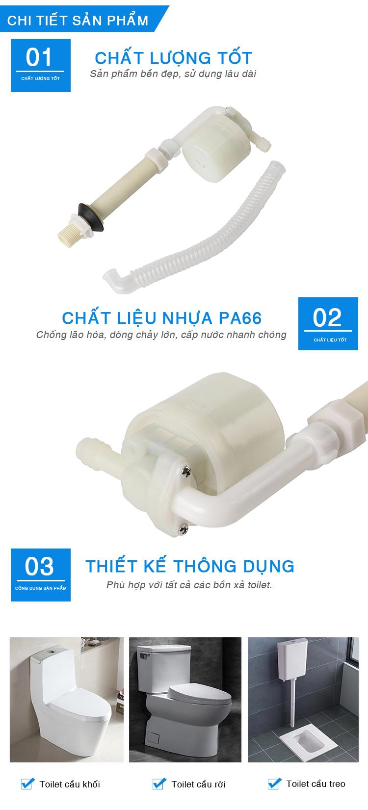 Bộ cấp nước bồn cầu - Bộ cấp nước két nước vệ sinh sử dụng phao cơ thông minh