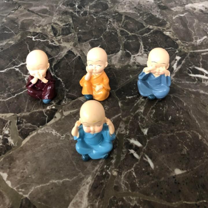 Bộ tượng 4 không ngộ ngộ trang trí trên taplo ô tô, xe hơi, bàn làm việc cao cấp - Mã sản phẩm 72599