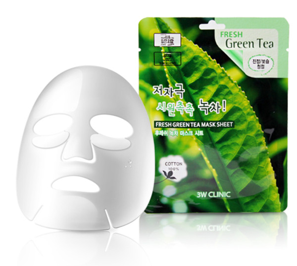 Combo 10 Gói Mặt Nạ Trà Xanh Dưỡng Da 3w Clinic Fresh Greentea Mask Sheet 100% Cotton (23ml/Miếng)