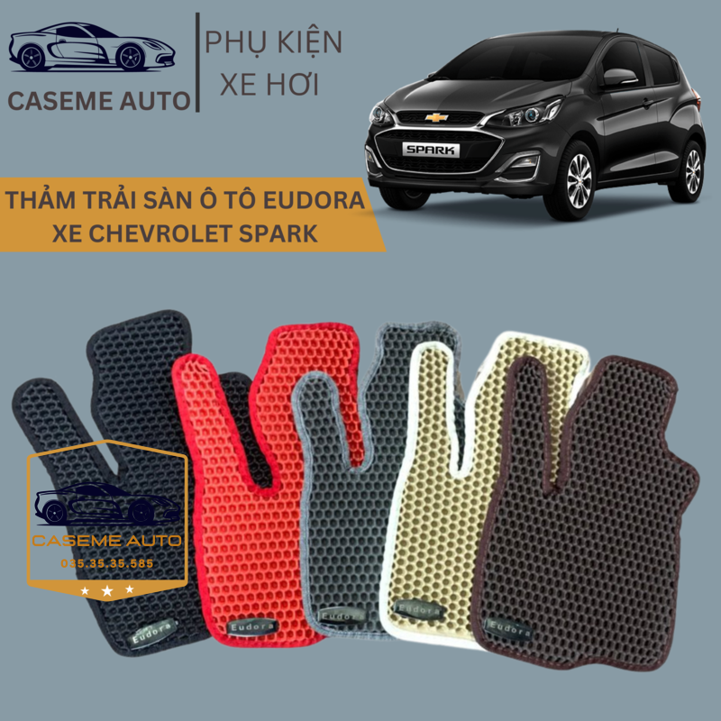 [CHEVROLET SPARK] Thảm Trải Sàn, Lót Sàn Ô Tô Cao Su Eudora CloudFoam Thiết Kế Theo Xe Dành Cho Xe CHEVROLET SPARK, Chống Nước, Không Mùi, Ngăn Bụi Bẩn, Dễ Vệ Sinh - Hàng Chính Hãng