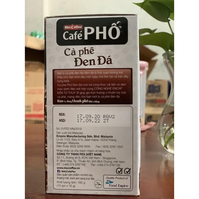 Café PHỐ đen đá, sữa đá MacCoffee hộp 10 gói