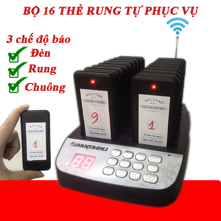 Bộ 16 Thẻ Rung Oder - Bộ Thẻ Tự Phục Vụ - Thiết Bị Trà Chanh