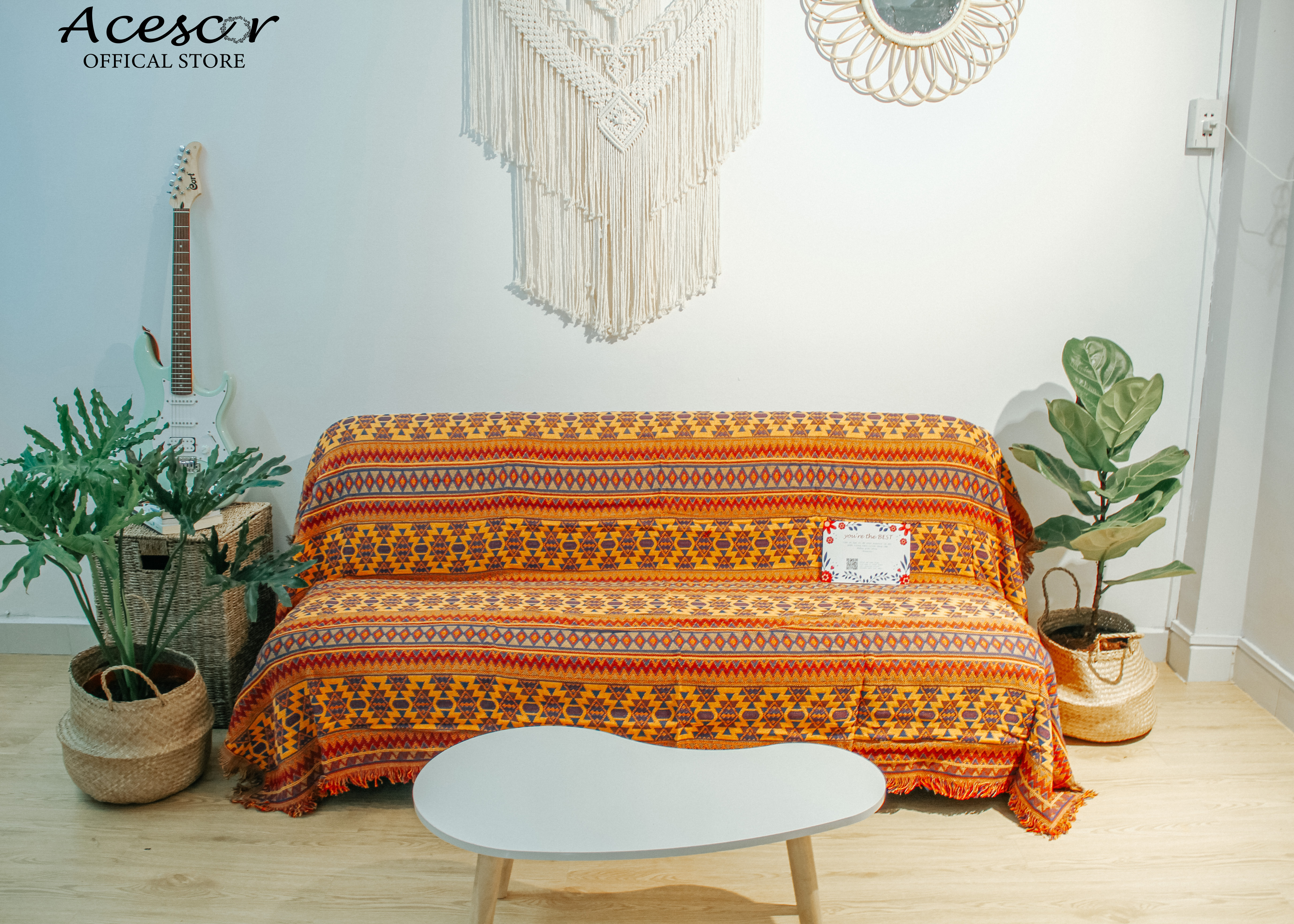 Thảm Chăn Thổ Cẩm, Vintage Phủ Sofa,Thảm Trải Sàn, Trải Bàn, Chăn Đắp TVT02 180x230 cm - Trang Trí Phòng Khách, Phòng Ngủ, Làm Quà Tặng Tân Gia, Sinh Nhật (Nội Thất)