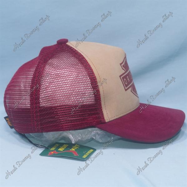 Nón kết lưới in dẻo chữ Cap Man Original phía trước là vải nhung, kết nhung vòng đầu 55-58cm phía trong có may tem - Đỏ thẩm &amp; kaki