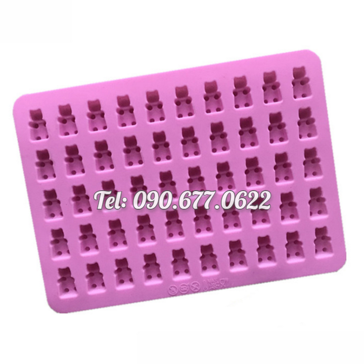 Khuôn silicone làm rau câu, kẹo dẻo chip chip, socola 50 gấu con – Mã số 1222