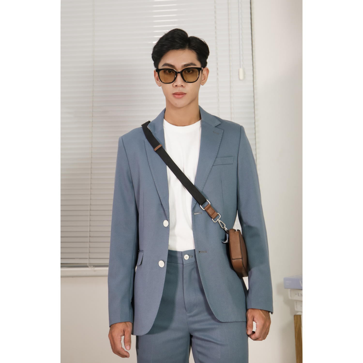 Áo suit vest công sở may đo, thiết kế hai hàng khuy đơn viền tròn, BASIC-JACKET-6 kiểu dáng Slim Fit, phong cách thanh lịch - HY.WO