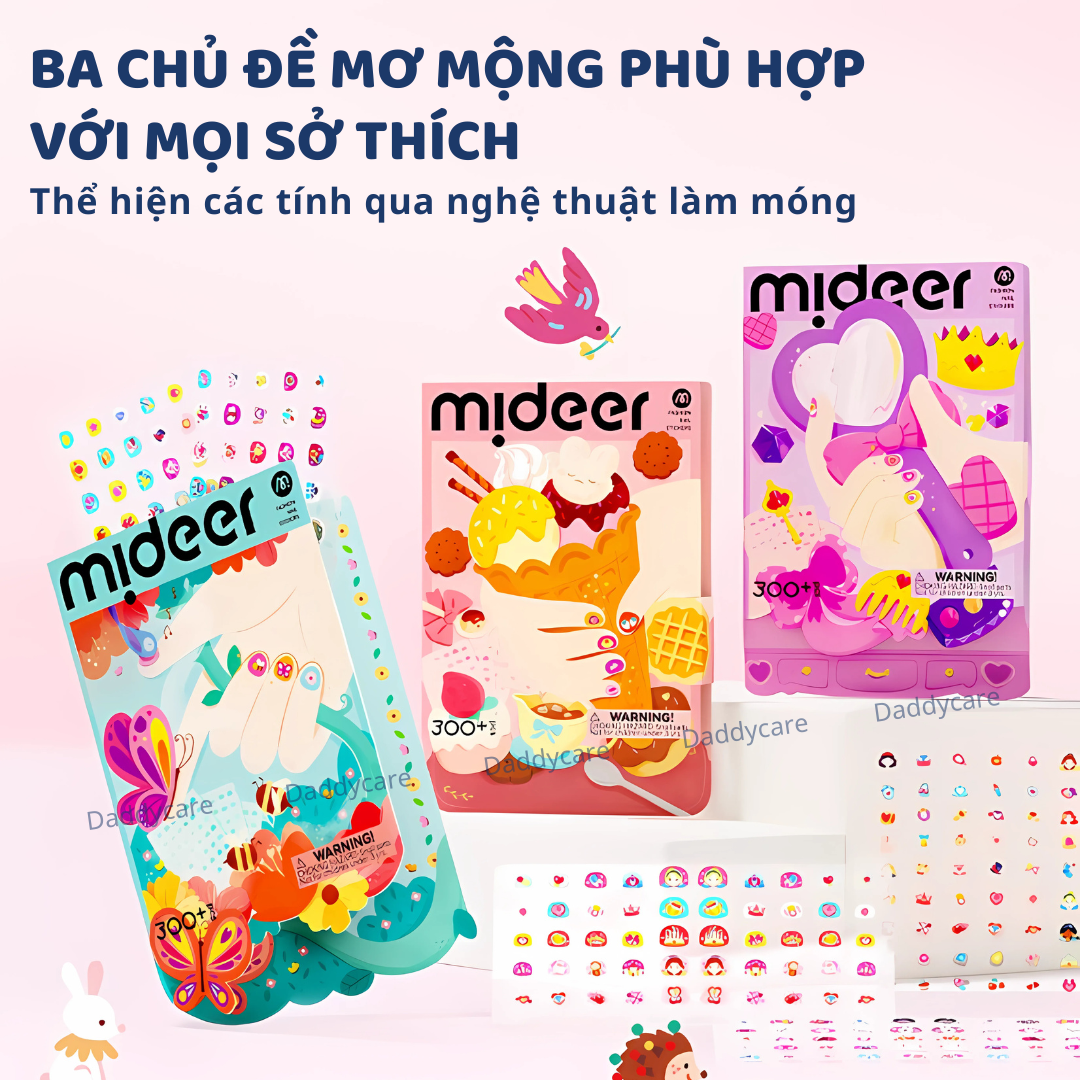 Dán móng tay cho bé Mideer Nail stickers miếng dán móng tay giả an toàn cho bé gái