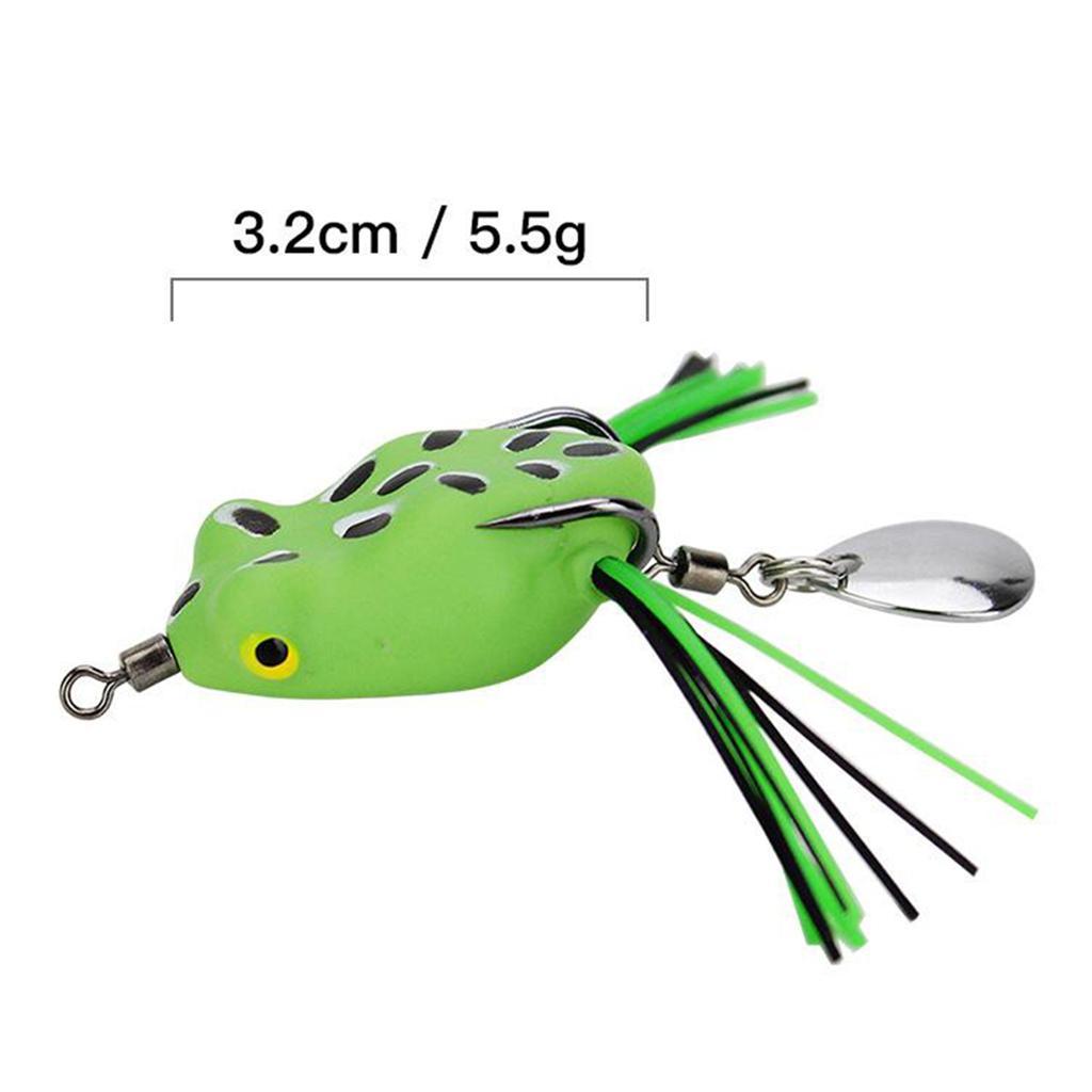 Soft Fishing Artificial Ray Frog With Hook Sequins Tail Green