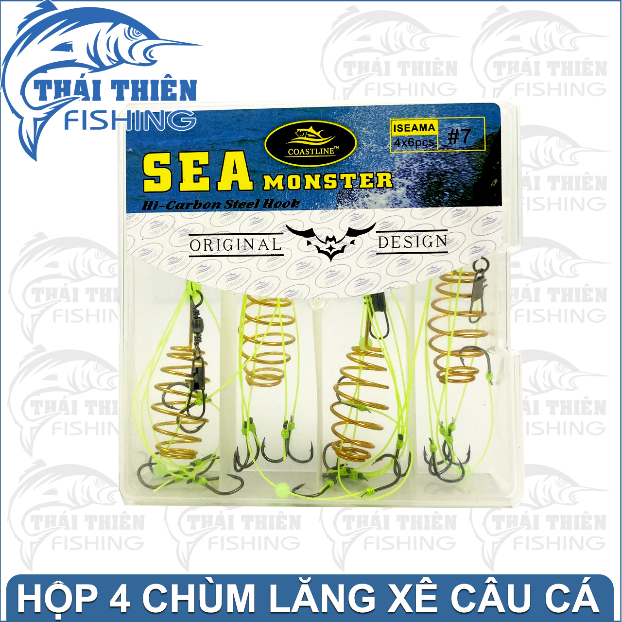 Combo 4 Bộ Lăng Xê Sea Monster Dây Siêu Bền Lưỡi Siêu Bén Dùng Câu Sông Hồ Dịch Vụ Cá Chép, Trắm, Rô Phi