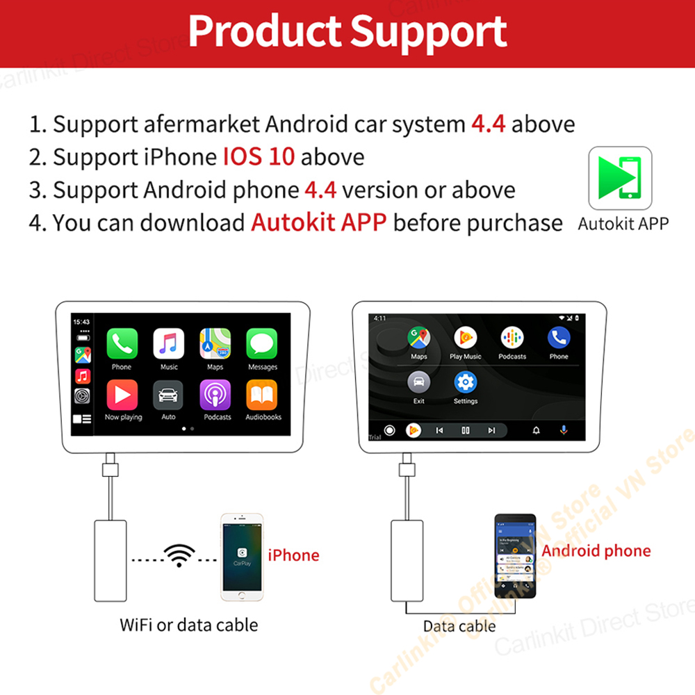 Carlinkit CPC200-AutoKit -Bộ Adapter chuyển đổi Apple Carplay có dây sang Apple Carplay không dây cho xe hơi màn Android.