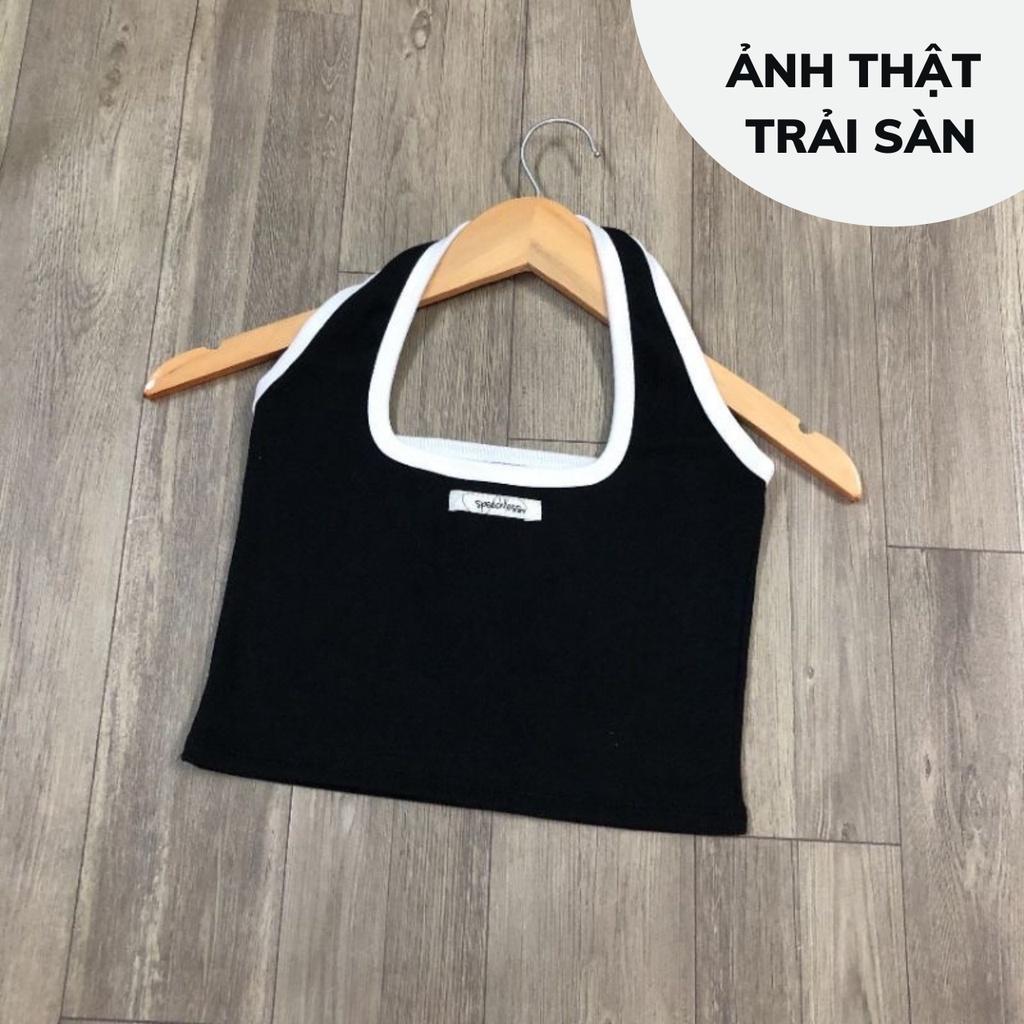Áo Croptop thun nữ kiểu yếm ôm hở lưng sexy phong cách Hàn quốc