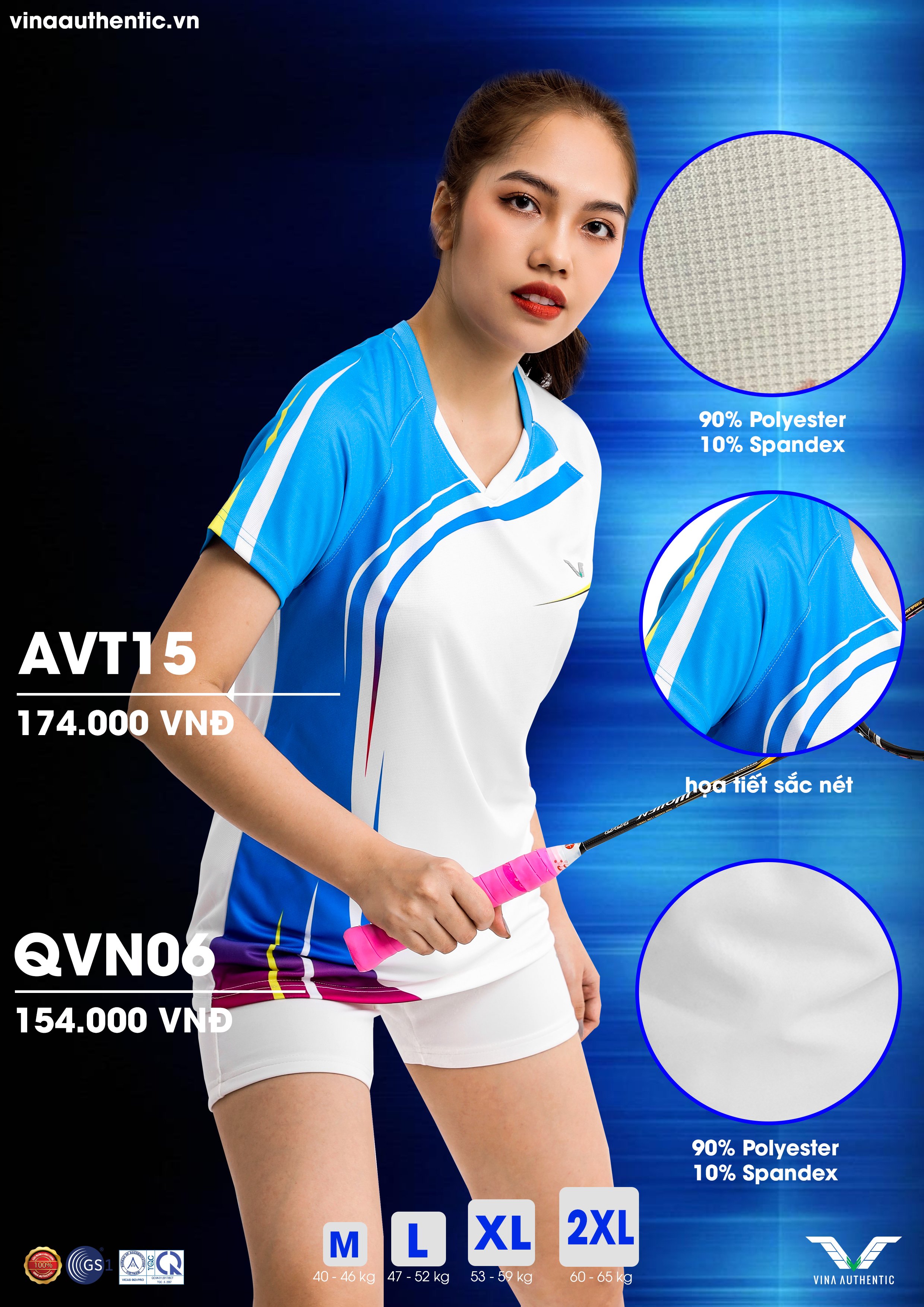 SET THỂ THAO NỮ VNAWAVT15 VINA AUTHENTIC CAO CẤP, CO GIẢN, DỄ HOẠT ĐỘNG, THẤM HÚT MỒ HÔI, HỢP THỜI TRANG
