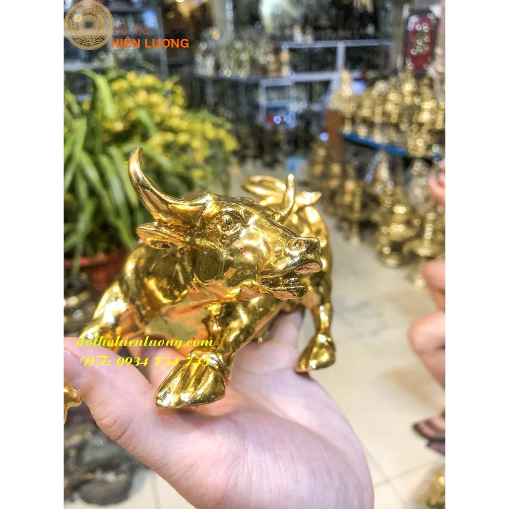 Tượng Trâu Chiến Mạ Vàng 24K Dài 20cm- Tượng Trâu Bản Tin Tài Chính