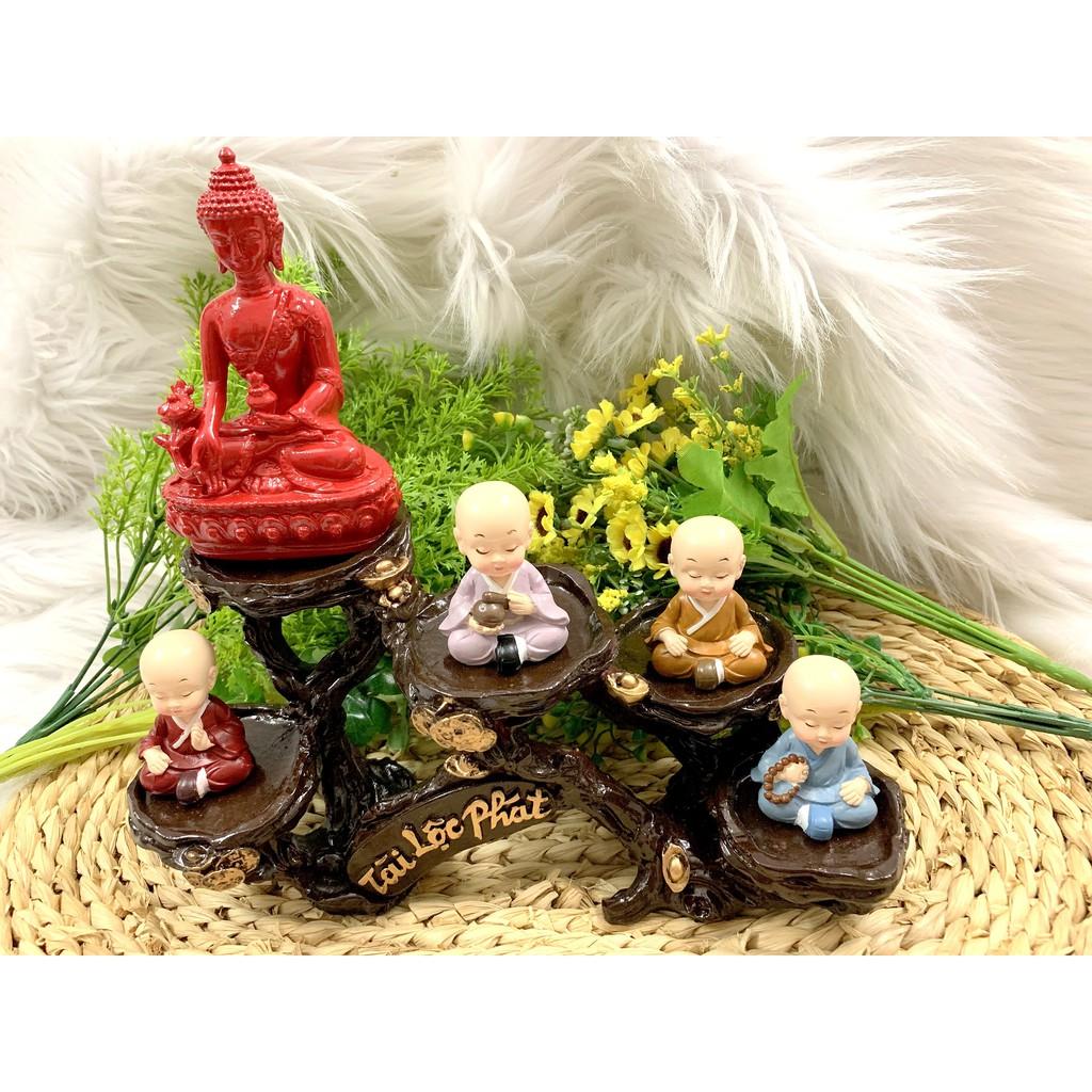 Full Set Phật Thích Ca cùng các chú tiểu Tịnh Tâm tọa đế Tài Lộc Phát