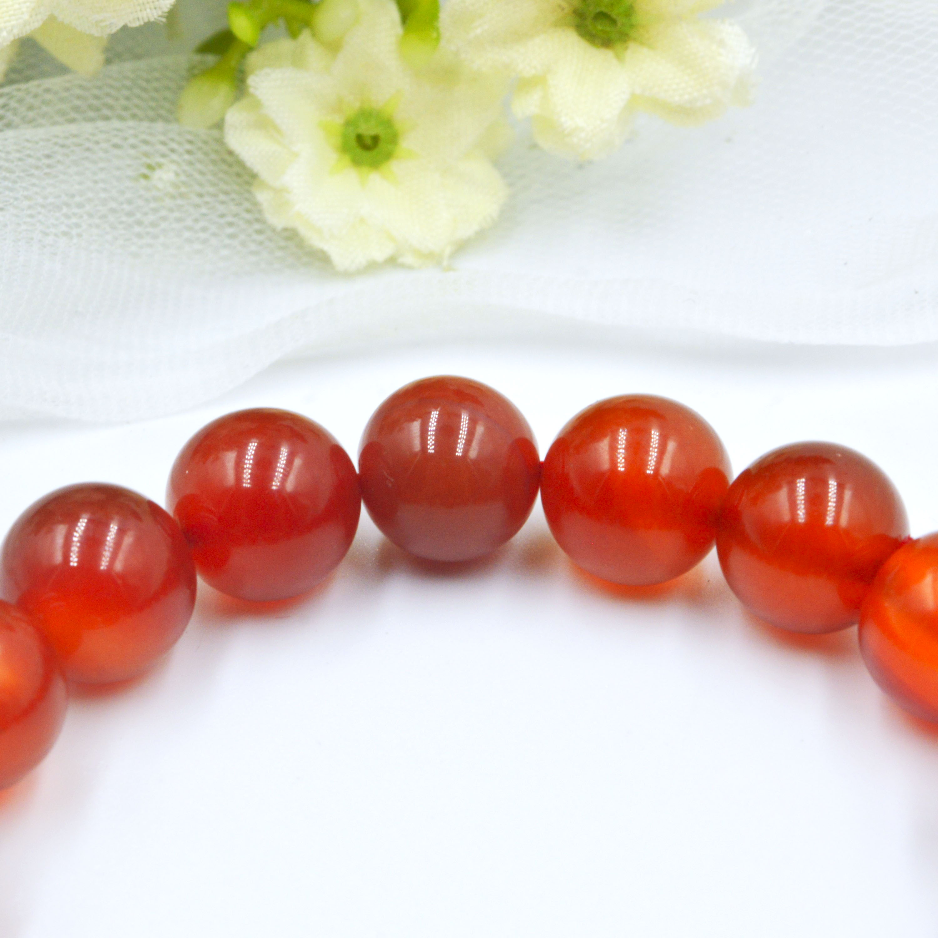 VÒNG TAY LU THỐNG MÃ NÃO ĐỎ TRƠN PHỐI CẨM THẠCH ĐỎ 10 MM, MẠNG THỔ VÀ HỎA