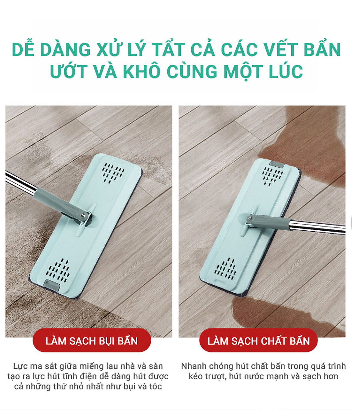 Cây lau nhà lẻ, linh kiện thay thế cho bộ lau nhà thông minh BLNEC, BLNRE, BLNREVIP, mã LKCAYLE