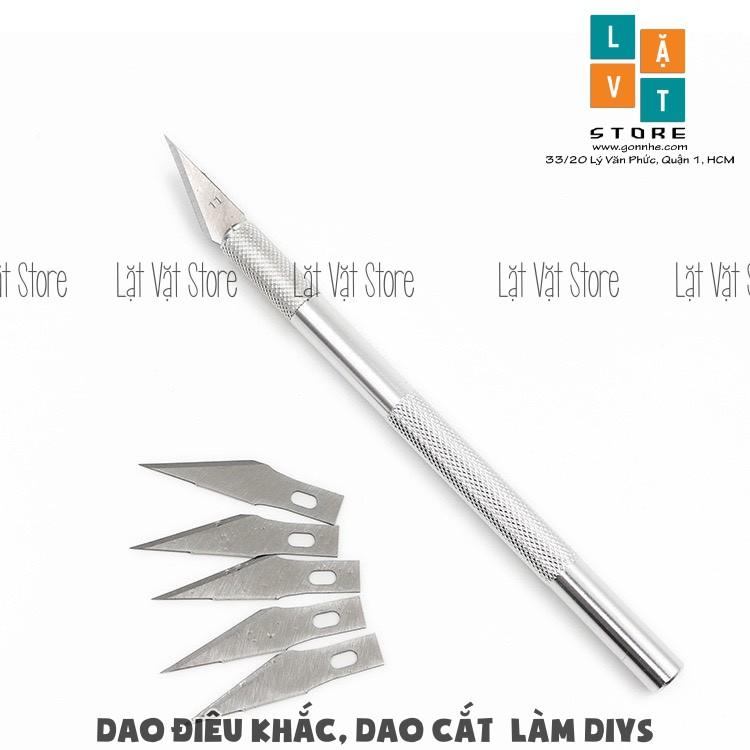 Dao điêu khắc, dao cắt chống trượt dùng để làm đồ handmade, tỉ mỉ - Có thể thay thế đi kèm, màu bạc trắng