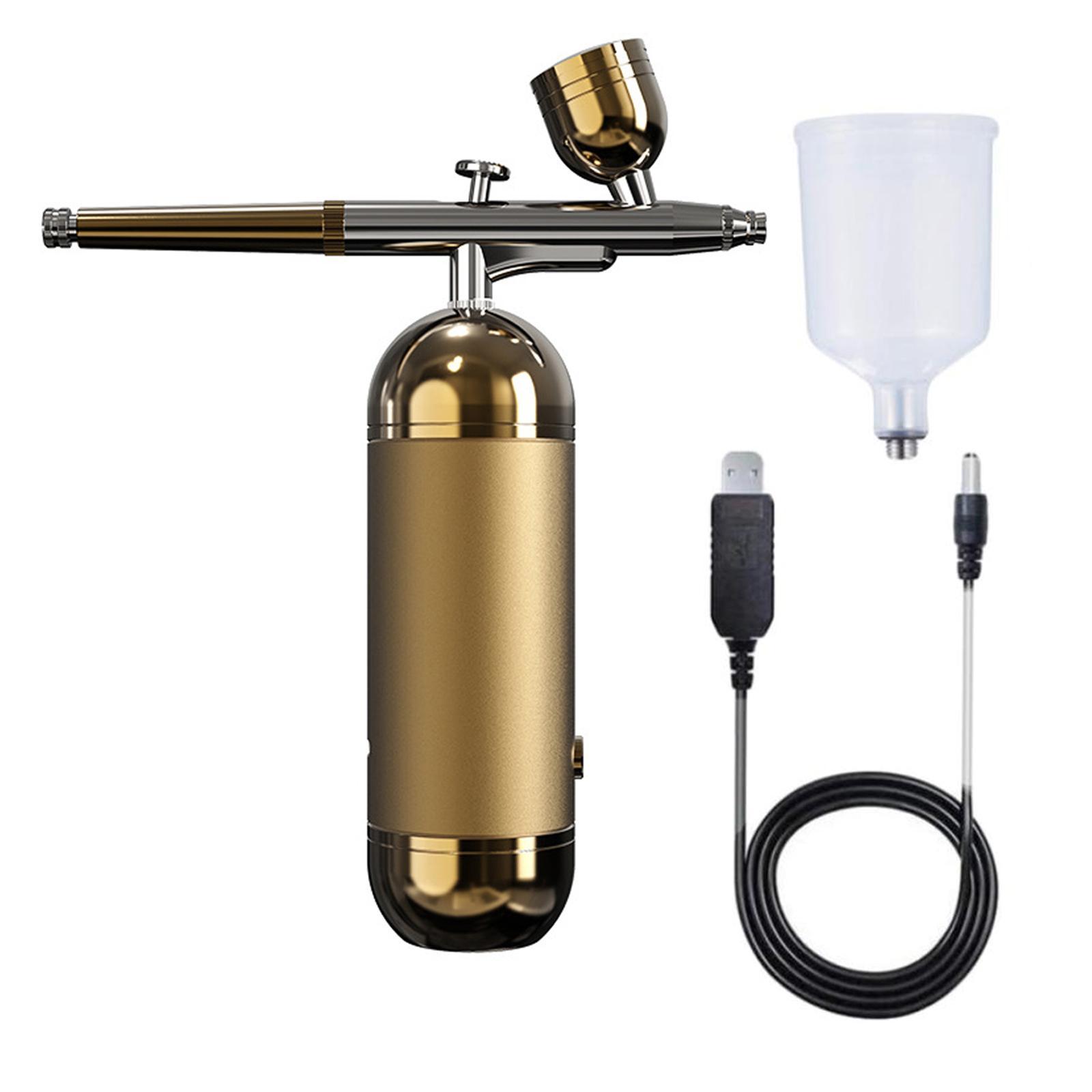 Handheld Air Brush Set Accs Portable for Makeup DIY Shoes Nail Art , Gold