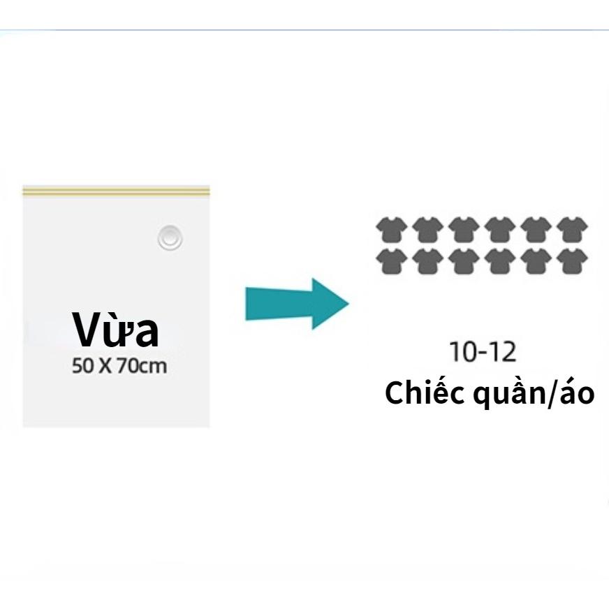 Combo 10 Túi Hút Chân Không Size 50x70cm Đựng Quần Áo Size Vali Du Lịch Tiết Kiệm Không Gian