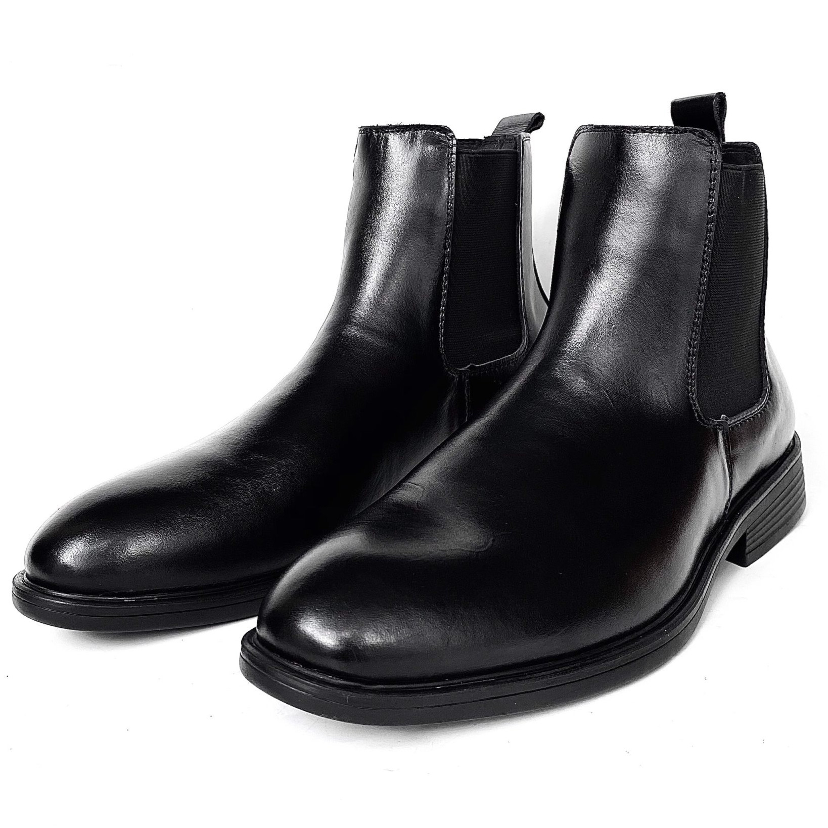 Giày Chelsea Boots Nam Da Trơn Màu Đen TEFOSS HN601 Cao Cổ Da Thật Cao Cấp Size 38-43