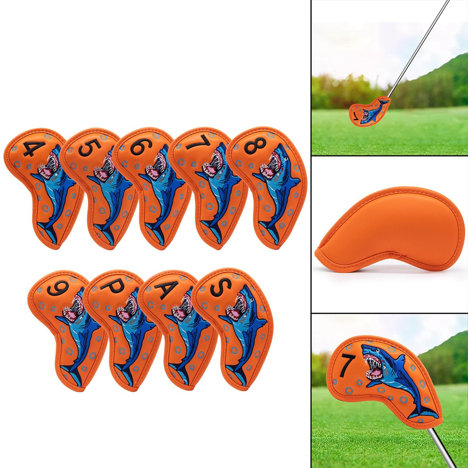 Golf Iron Head Covers PU Leather 9pcs Set Golf Club Protector