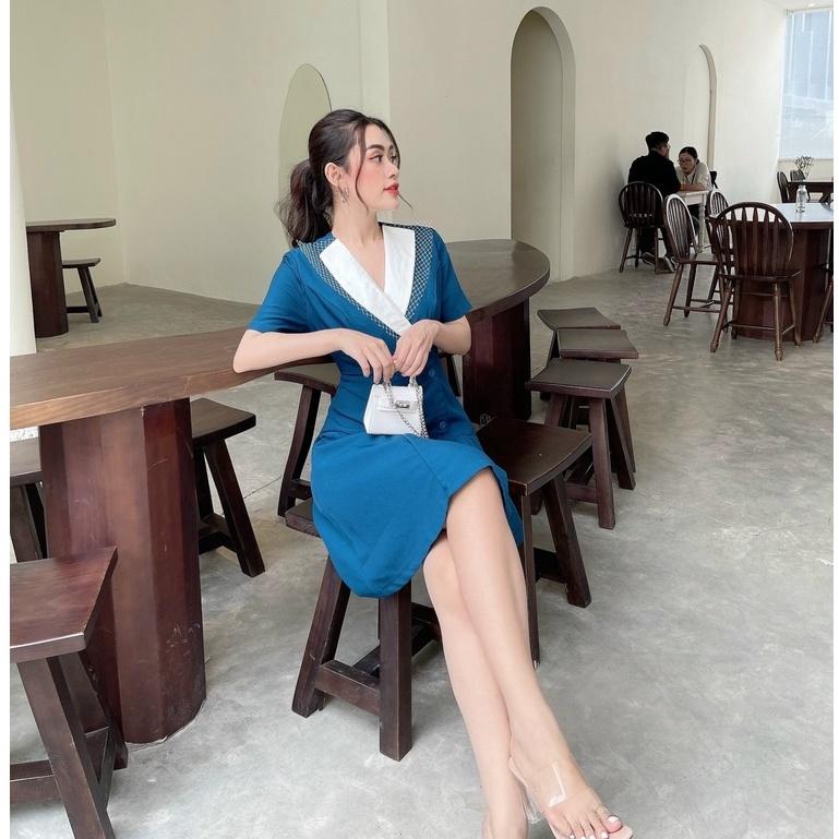 VÁY CÔNG SỞ - XANH CỔ TIM THANH LỊCH - ĐẦM NỮ XINH - GD182