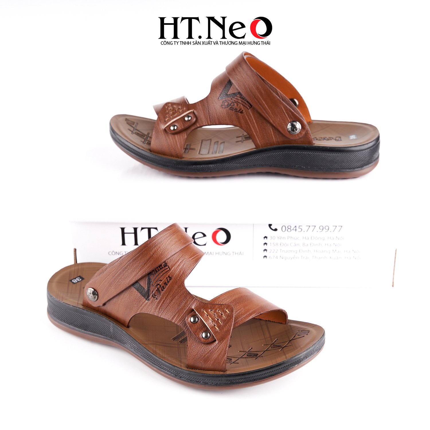 Sandal nam HT.NEO 100% da bò mềm mại, đế cao su nguyên khối, khâu may chân quai siêu chắc chắn SD157