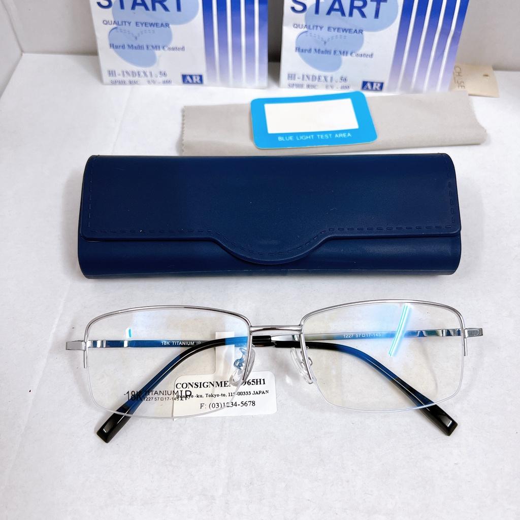 Gọng kính hợp kim TITANIUM18K mạ crom cao cấp KT14 Bạc silver nửa viền kiểu dáng thể thao
