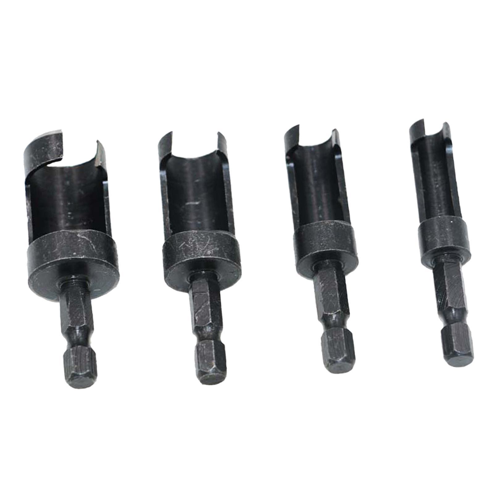 4 Pieces of Wood Plug Cutter Cutting Tool Set Hex Shank Drill Bit Set