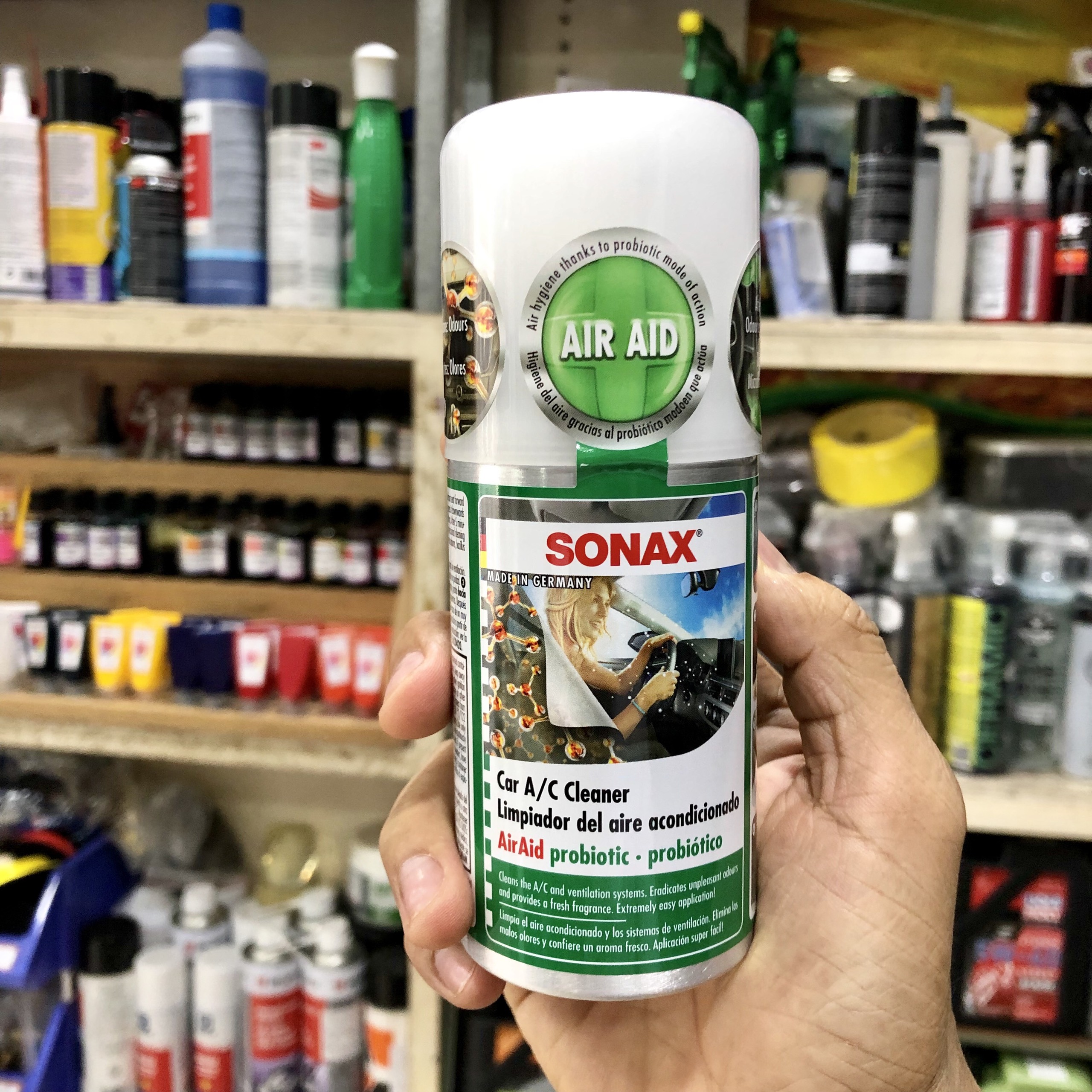 Chai khử mùi làm sạch dàn lạnh dạng hơi Sonax Car A/C Cleaner 100ml 323100